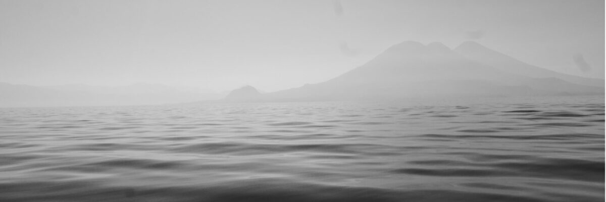 View of volcano Fuego from Lake Atitlan