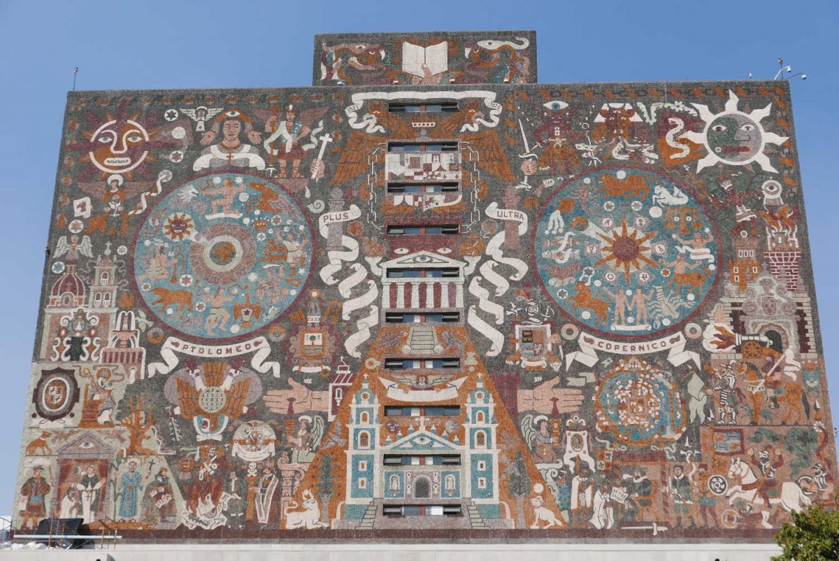 Central library of the UNAM university in Mexico City