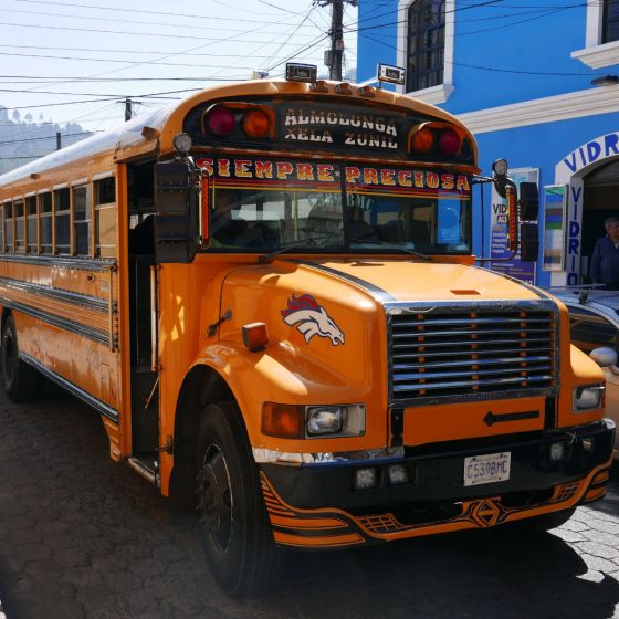 Chicken bus in Xela, Guatemala