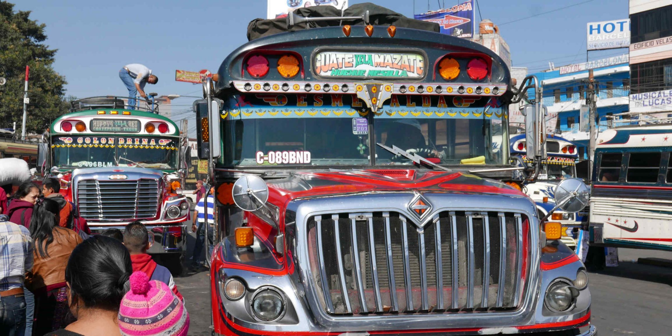 Chicken bus in Xela, Guatemala