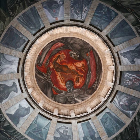 Orozco's famous Man of Fire in the dome of Hospicio Cabanas in Guadalajara
