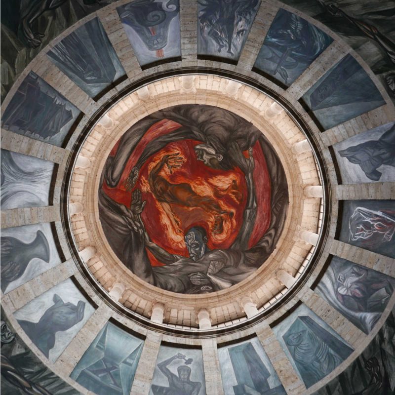 Orozco's famous Man of Fire in the dome of Hospicio Cabanas in Guadalajara