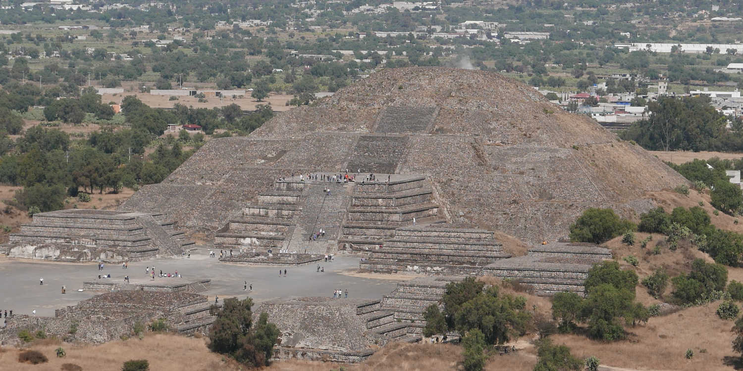 Panorama picture of Pyramid of the Moon in Teotihuacan