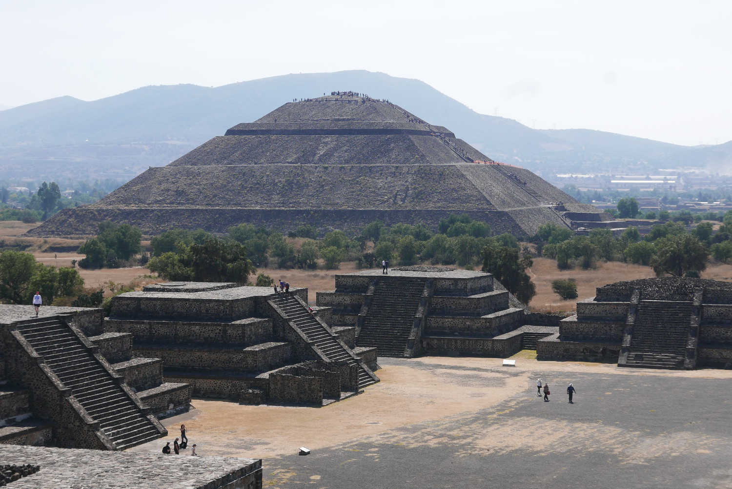 Panorama picture of Pyramid of the Sun in Teotihuacan