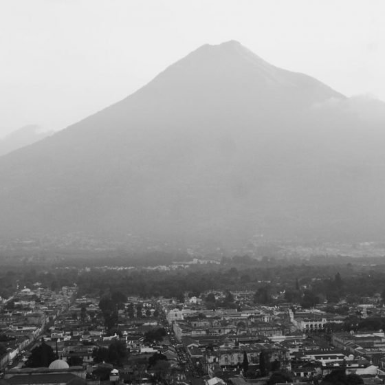 Panorama picture of Antigua Guatemala, with Volcan de Agua in the background