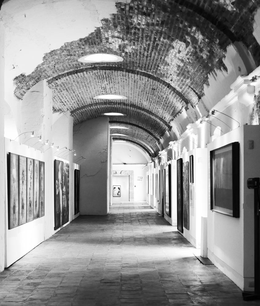 Museum corridor in Spanish cultural center in Antigua Guatemala