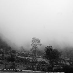Shadow covered in fog halfway the hike to San Chicabal