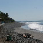 Eastern coastline of El Tunco beach in El Salvador