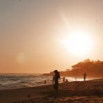 Sunset at El Sunzal beach, El Tunco village, El Salvador