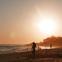 Sunset at El Sunzal beach, El Tunco village, El Salvador