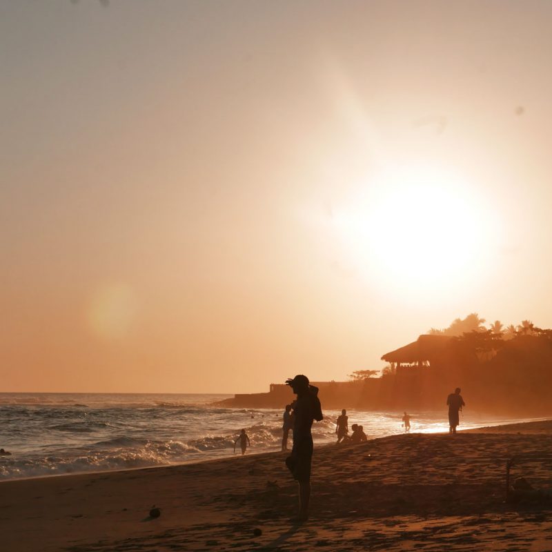 Sunset at El Sunzal beach, El Tunco village, El Salvador