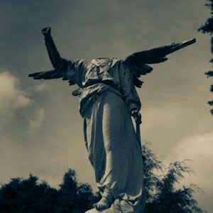 Decapitated sculpture on the Xela cemetery