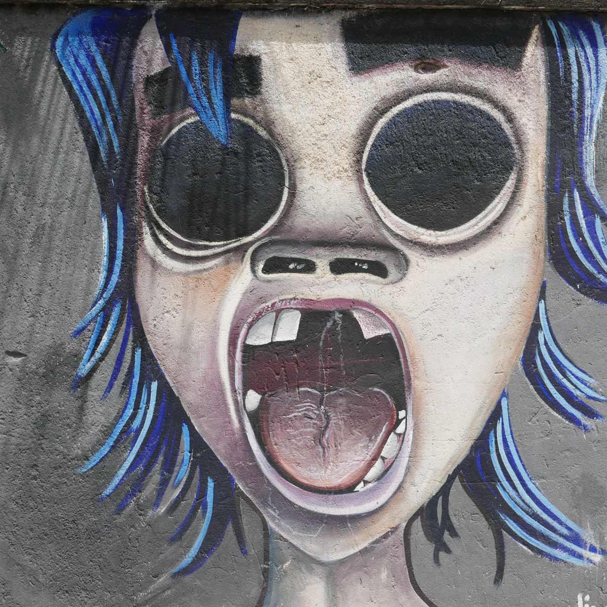 Screaming kid graffiti in Esteli, Nicaragua