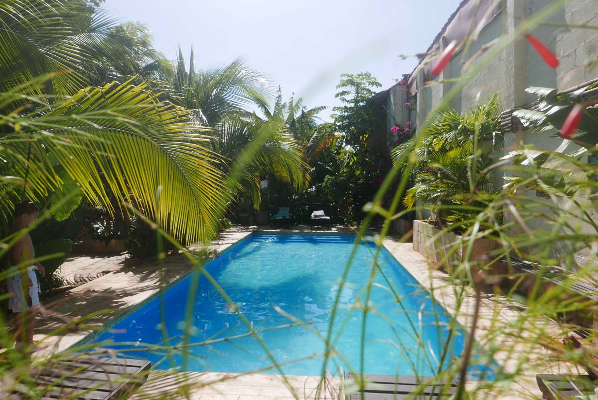 Swimming pool in Coco Calala vegan restaurant in Leon, Nicaragua