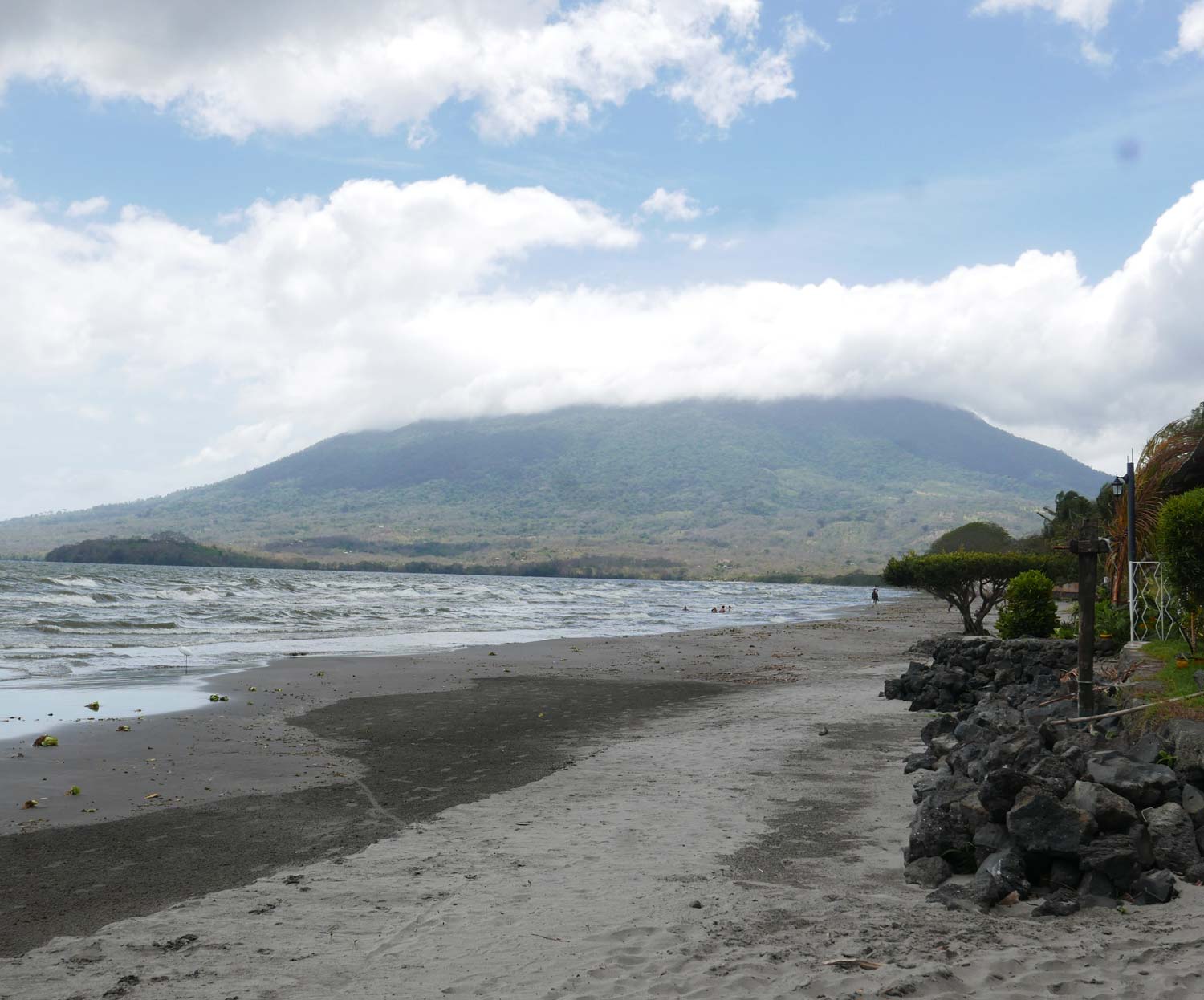 Playa San Fernando on Ometepe island in Nicaragua, with a view of Volcan Maderas