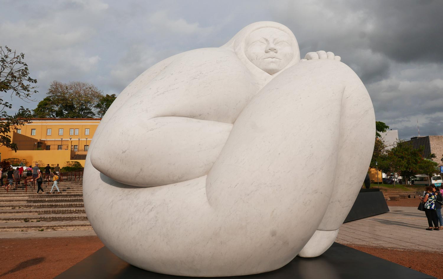 Sculpture of Jorge Jimenez Deredia in front of National History Museum in San Jose, Costa Rica