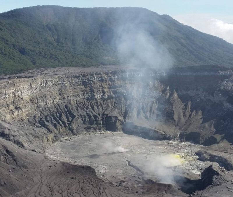 The crater of Volcan Poas in Costa Rica is one of the biggest in the world