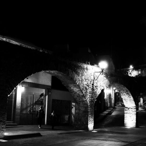 Stone arches by night in Guanajuato