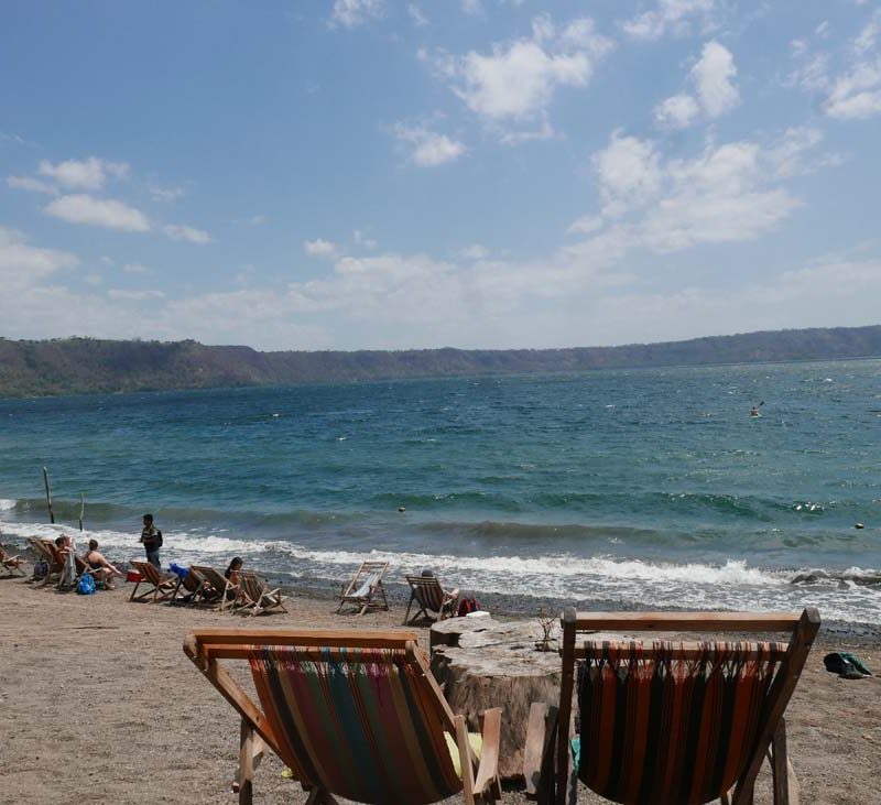 Beach chairs at Laguna de Apoyo
