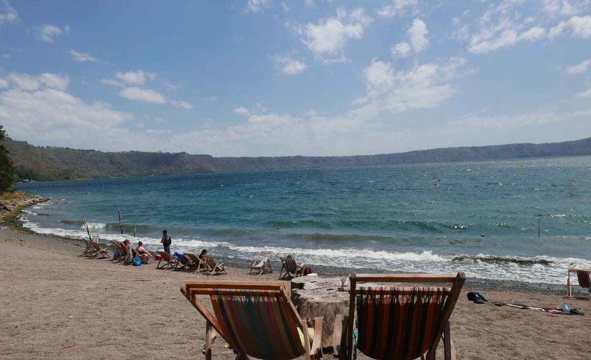 Beach chairs at Laguna de Apoyo