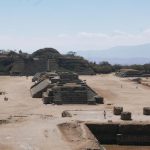 Panorama of the Monte Alban archaelogical ruins near Oaxaca in Mexico. View from the northern side