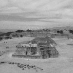 Panorama of the Monte Alban archaelogical ruins near Oaxaca in Mexico. View from the southern side