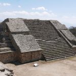 Temple on the northern side of the Monte Alban archaelogical ruins near Oaxaca in Mexico