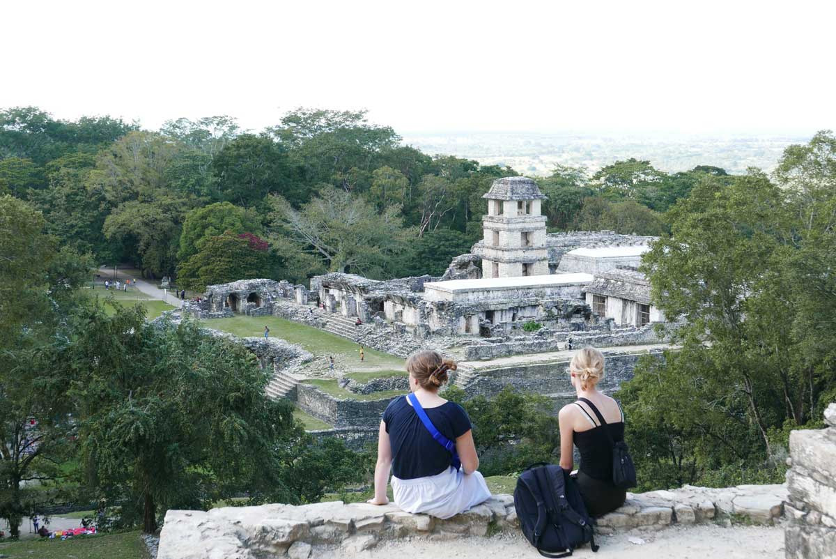 Panorama of Palenque site and beyond in the jungle