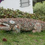 Alligator sculpture in Santo Domingo del Cerro near Antigua