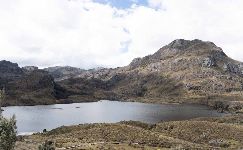 Panorama of Toreadora lake in Cajas