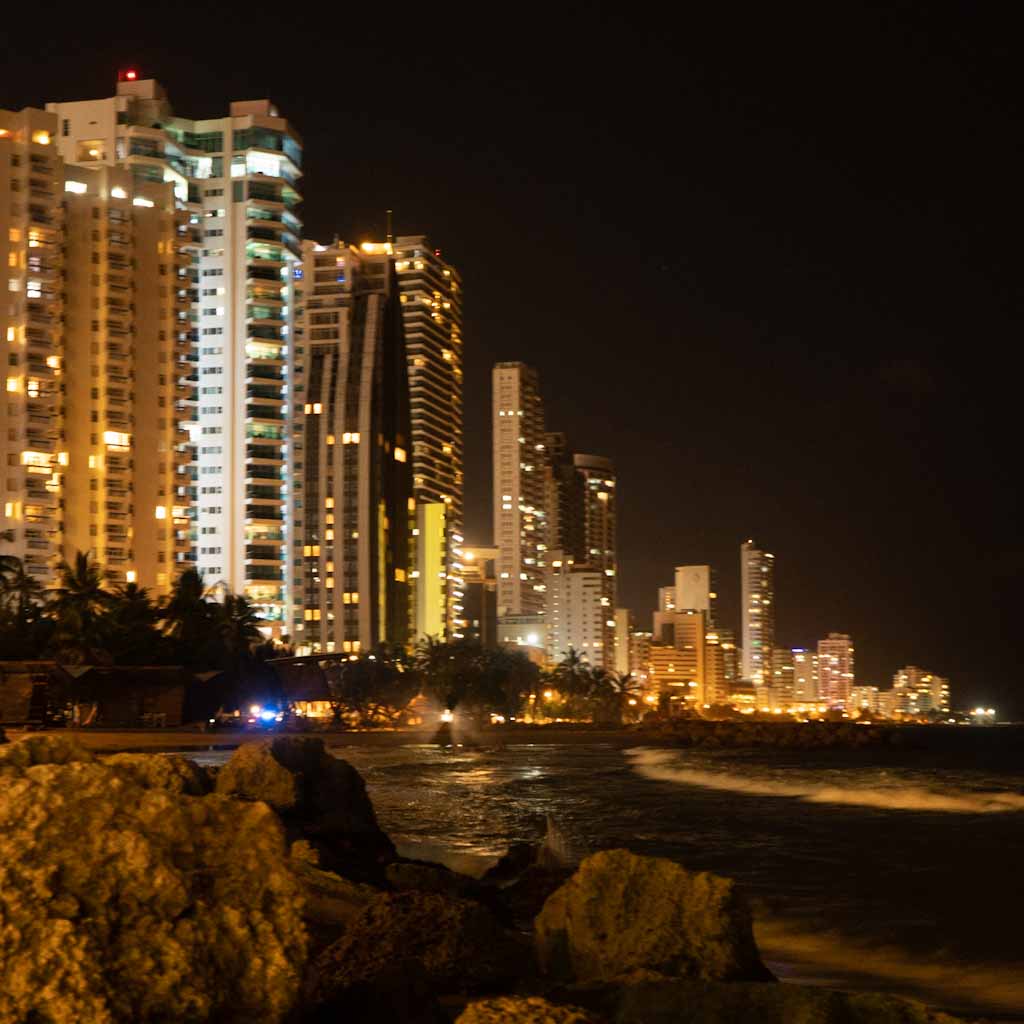 Bocagrande in Cartagena by night