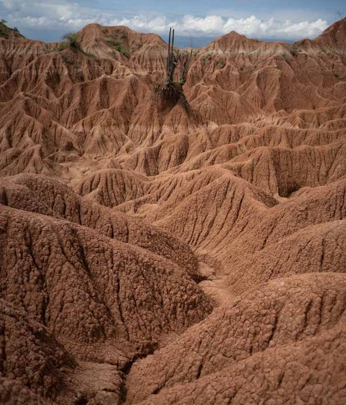 Close-up of the red mountains