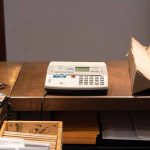 Money-check machine at ticket desk