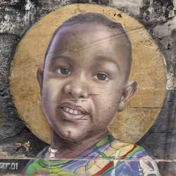 Street art Cartagena: black kid