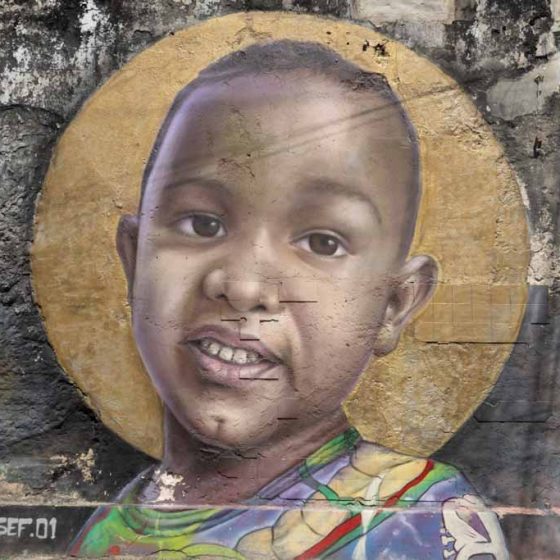 Street art Cartagena: black kid