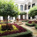 Courtyard of Botero museum in Bogota
