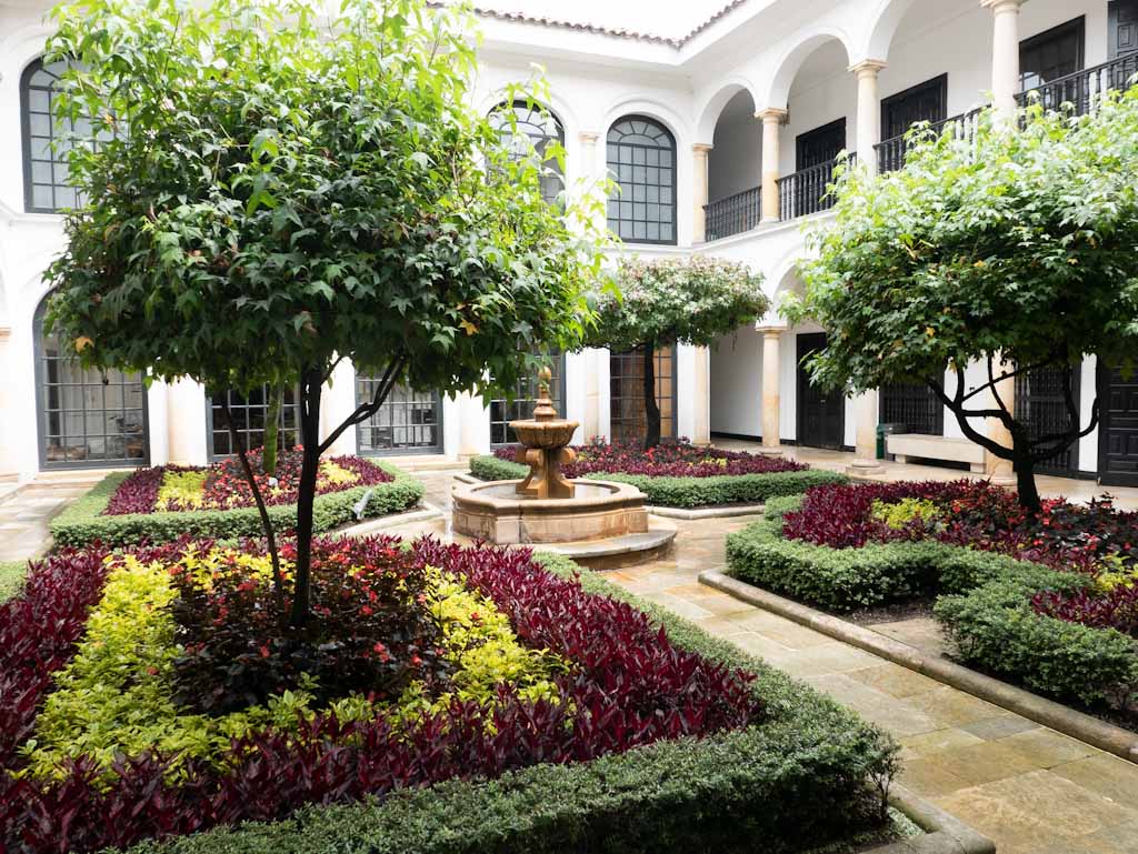 Courtyard of Botero museum in Bogota
