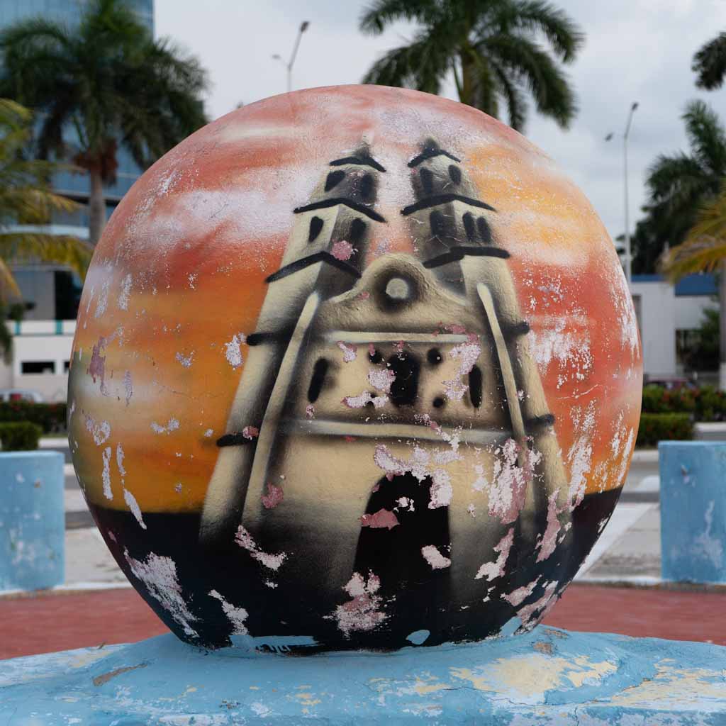 Stone with painting of Campeche cathedral