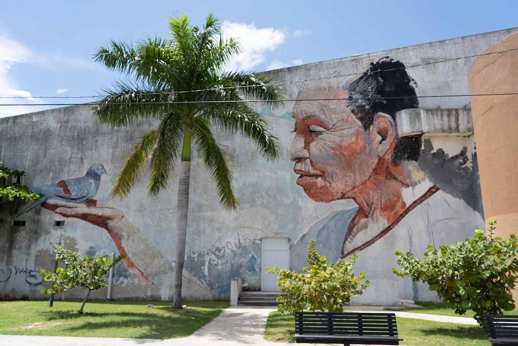 Street art Campeche: man on city wall