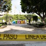 Plaza Central in Merida closed during pandemic