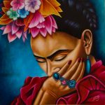 Painting of Frida Kahlo in hotel Valladolid