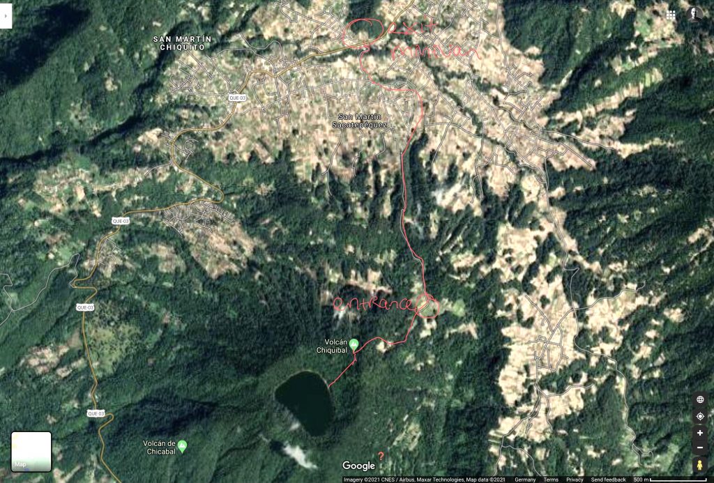 Overview of the walk to Lake Chicabal