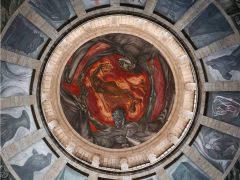 Orozco's famous Man of Fire in the dome of Hospicio Cabanas in Guadalajara